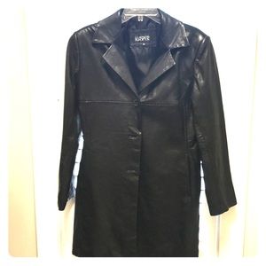 Black 3/4 length leather jacket in Medium